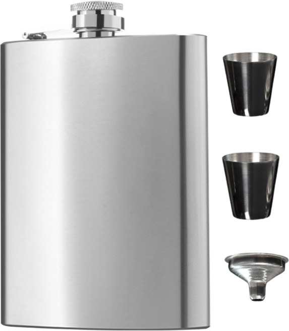 씨엔와우 힙플라스크 휴대용 포켓 술병 위스키 소주 보틀 스테인레스 8oz ( 230ml ), 1개, 실 버