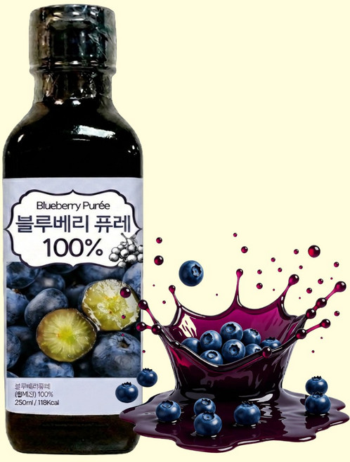 큰나무 블루베리 퓨레 100% 고함량 안토시아닌 착즙 주스 퓨레, 1개, 250ml