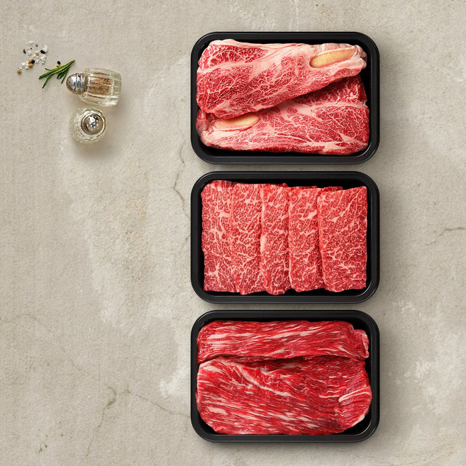 [투뿔한소] 1++한우 모둠한판 (등심 300g+특수 300g+국거리 300g), 1개