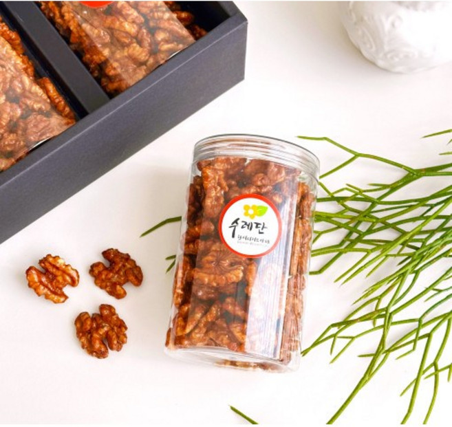 수레단 호두강정 호두정과 수제답례품 선물세트 [원산지:미국], 1개, 180g, 끈달린박스+핑크보자기