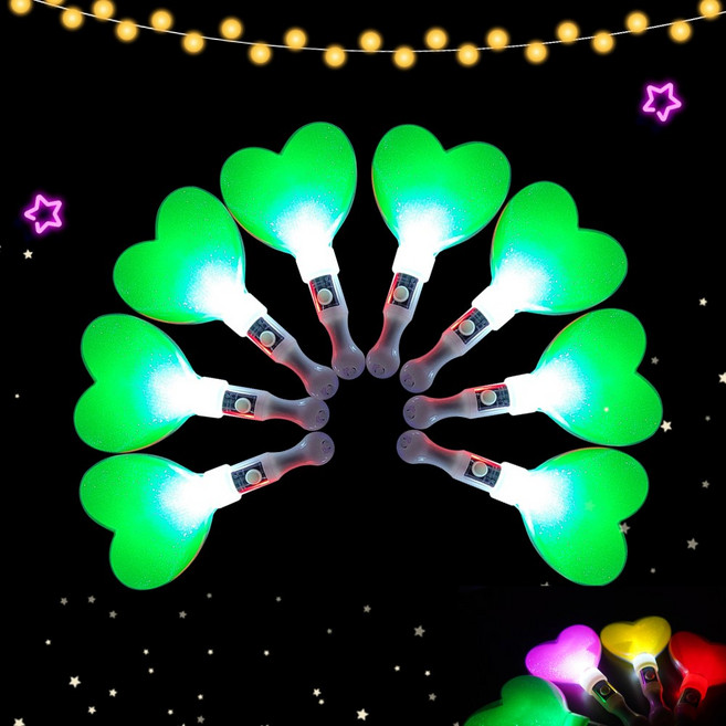 LED 하트 응원봉 야광봉, 8개, 초록색