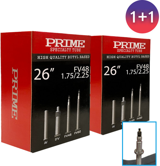 [1+1] 26인치 FV48 프레스타 밸브 자전거 튜브, 1개