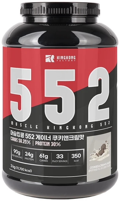 머슬킹콩 552 게이너 쿠키앤크림맛 3kg, 1개 - 쿠팡