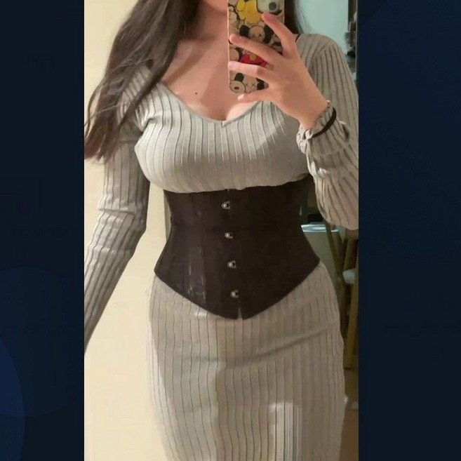 束腰綁帶收腹外搭塑腰腰封 收腰塑形護腰束身衣, 1個, 石墨色 黑色短款24骨4扣子L