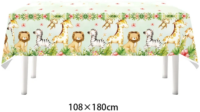 정글 동물 파티 배너 화환 걸이식 장식 와일드 원 사파리 테마 생일, 20 Tablecloths