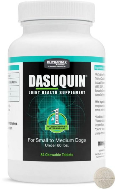 강아지 슬개골 영양제 대퇴골 소형 중형견 뉴트라맥스 다스퀸 글루코사민 콘드로이틴 ASU 보스웰리아 세라타 추출물 녹차 84 정제(화이트) 포함, Small/Medium Dog, 1개