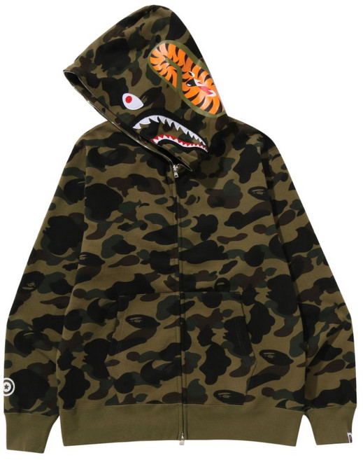 베이프 샤크 카무플라주 프린트 후드 집업