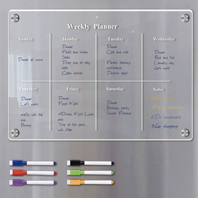 리브썸 자석 아크릴 메모보드 냉장고, 투명 위클리