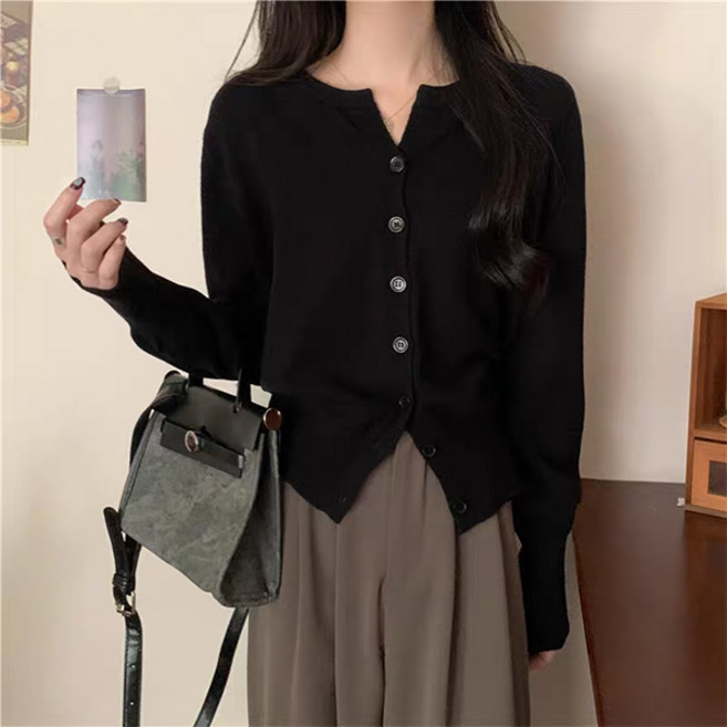 제이로그 니트 베이직 간절기 라운드 제프링 가디건