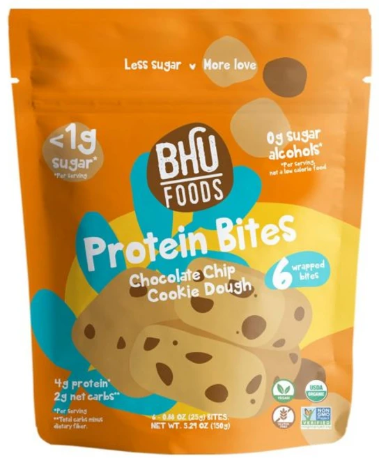 Bhu Fit 버터 쿠키 부 푸드스 케토 바이트 피넛 초콜릿 칩 도우 스낵 성인과 용 글루텐 프리 비건 저탄수화물 및 설탕 개별 포장 1팩, 6개입 (1팩), 1개 - 쿠팡