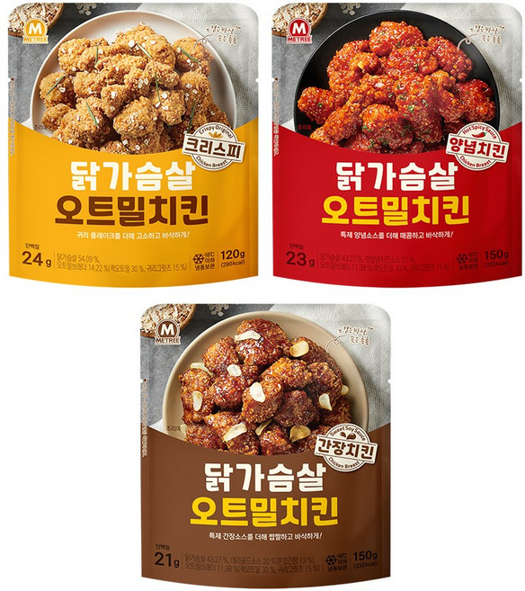 미트리 닭가슴살 오트밀치킨 3종 혼합, 120g, 12개