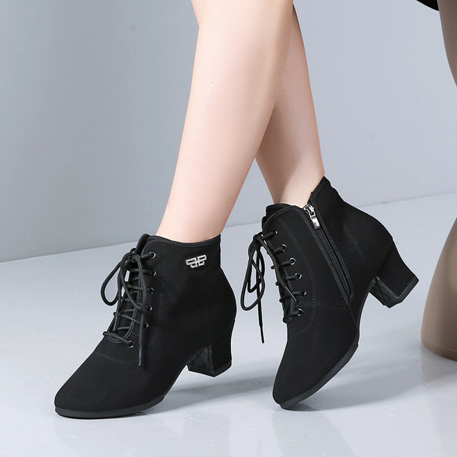 舞帕女士高幫跳舞鞋，軟底拉鏈舞鞋