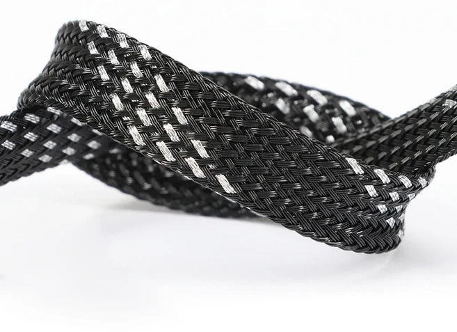 1~50M PET 편조 케이블 슬리브 직경 2/4/6/8/10/12/16/20/25mm 확장 가능한 고밀도 절연 와이어 보호 랩 외, 04 5 meters, 09 4mm, 01 Black Silver