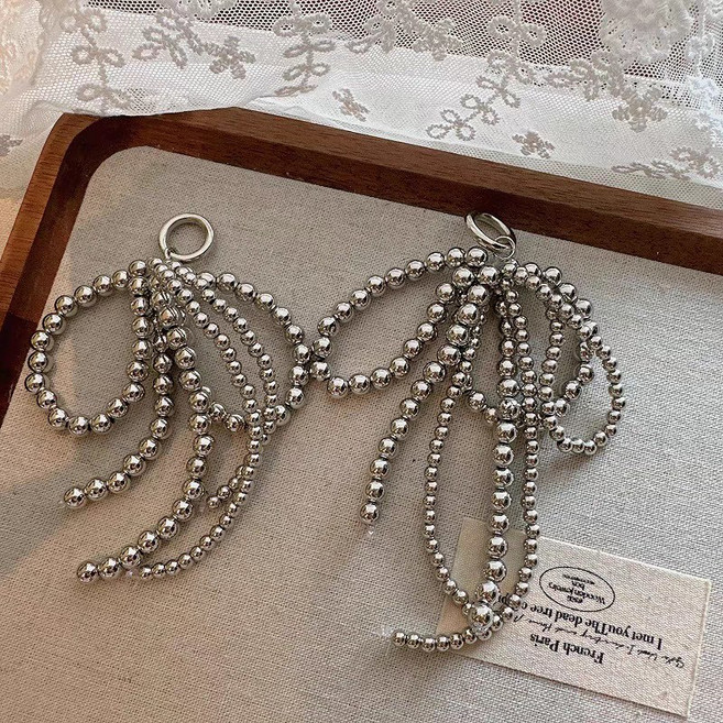 진주 리본 키링 운동화끈 장식 신꾸 2P 세트