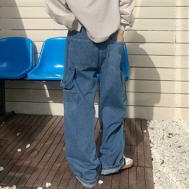 애플망고옷장 워싱청카벤더 밴딩팬츠 통청바지