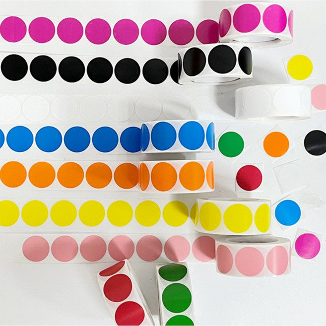 원형 롤 스티커 동그라미 스티커 도형 문구 25mm 1롤 500매, A1)화이트, 1개