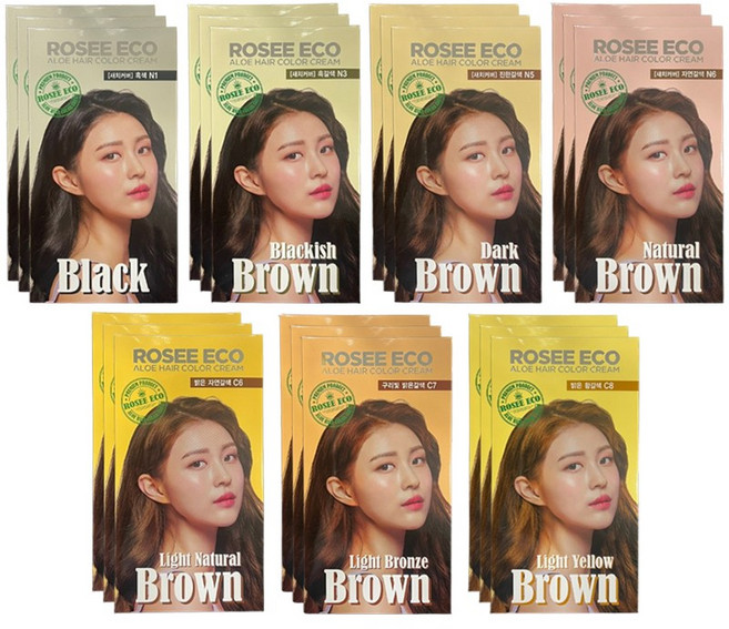 로제 에코 알로에 헤어 칼라 크림 염색약 새치커버&패션 선택형 3개