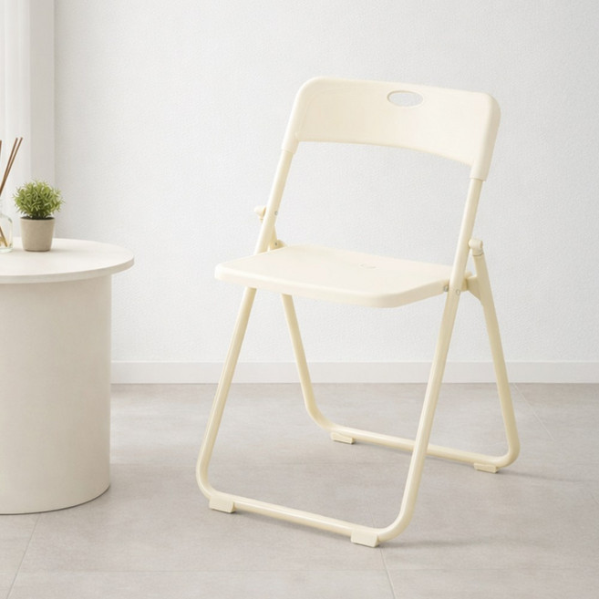 벨라까사 심플한 접이식 사각 식탁 보조의자, 1개, 베이지