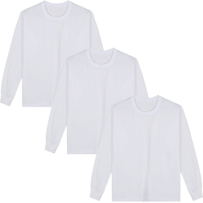 예스플러스 _국내산 베이직 고밀도 순면 긴팔면티 3P_손목시보리