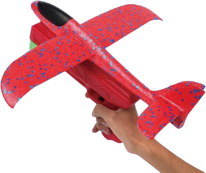 兒童戶外飛行玩具 彈射槍 飛機槍 射擊玩具, 1個, 泡沫飛機彈射槍-紅槍紅飛機