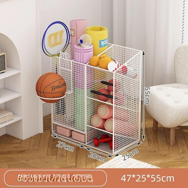 운동매트 요가매트보관함 수납 정리 가정용 틈새 바구니, 1개, 화이트 바퀴 없음 볼 랙 포함 B