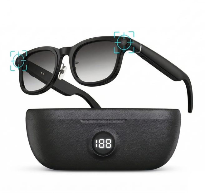 AI 스마트 안경 카메라 액션캠 6축 손떨림방지 800만화소 1200P 녹화 음성비서 실시간 번역 녹음 텍스트 변환 음악재생 스마트글래스, 블랙, X01 / 변색렌즈 / 32GB / 충전케이스 포함