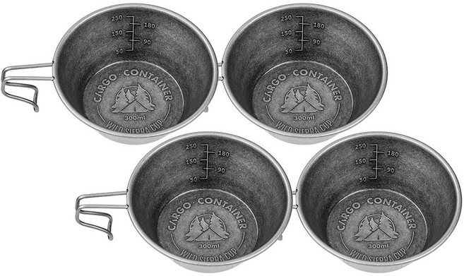 카고컨테이너 와일드 시에라 컵 300ml, 4개, 실버