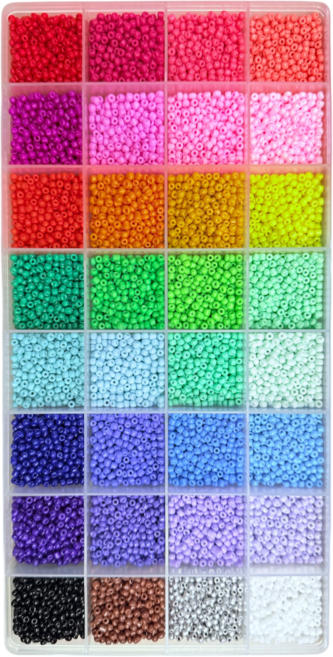 로블리샵 레인보우 시드비즈 3mm 32색 컬러세트 비즈공예 DIY 팔찌 반지 만들기 재료 악세사리 부자재, 1개, 32컬러세트