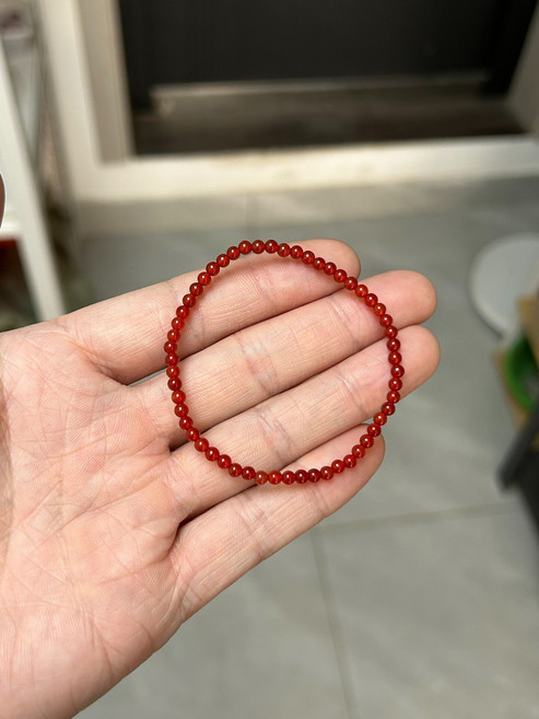 天然紅瑪瑙手鏈 3mm 極細