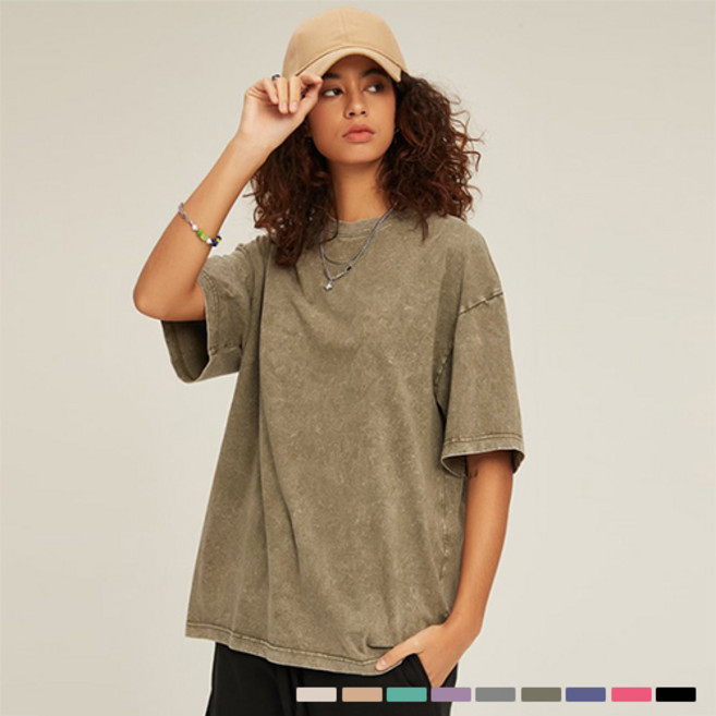 디커스텀 남녀공용 피그먼트 오버핏 빅사이즈 반팔티 M~5XL