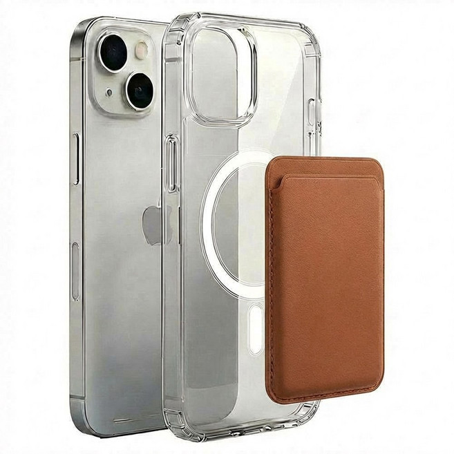 EVOL 강화자력 아이폰 맥세이프 케이스 + 가죽 카드지갑 세트