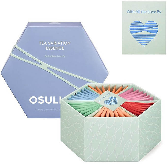 OSULOC 포:레스트 티 박스(36개 6종 x 6개 ) 애호가를 위한 정교하고 독특한 선물 아이디어 버라이어티 박스 샘플러 제주도의 블렌딩, 5 Tea Variation Essence (with, 42 Count