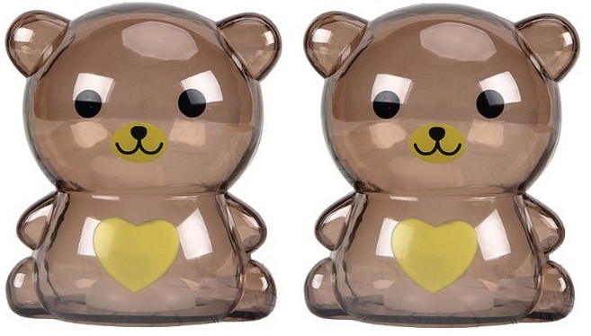 올댓문구 투명 Baby 곰돌이 저금통 세트, 1세트, 브라운 1 + 브라운 1