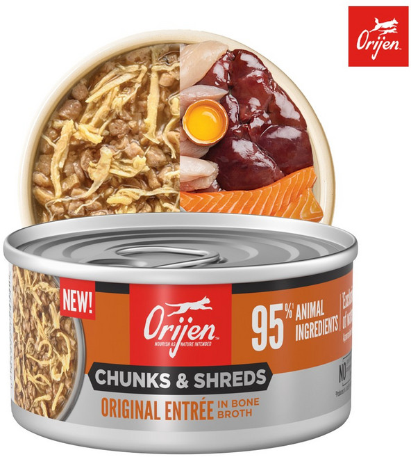 오리젠 고양이 주식캔 슈레드 오리지날 orijen 캣 습식사료, 1개, 155g, 닭+닭간