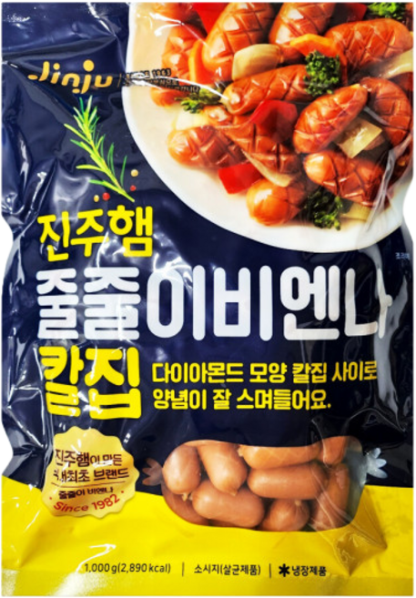 진주햄 줄줄이 칼집 비엔나 1kg/냉장 국산돼지고기 도시락 반찬 소세지야채볶음 -아이스팩+보냉팩포장발송, 1개, 1kg