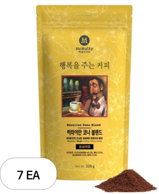 맥널티커피 하와이안 코나 블렌드 분쇄 커피 원두, 핸드드립, 226g, 7개