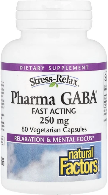 Natural Factors Stress-Relax Pharma GABA 250mg 베지 캡슐 60정, 1개 - 쿠팡