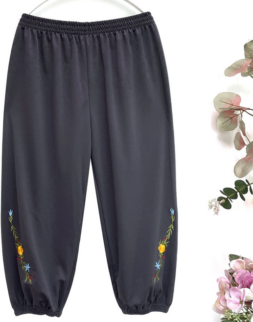 국민할매 할머니옷 봄가을 스판 밑단 꽃자수 몸빼바지[KH-088] 중년의류 엄마옷 요양원옷