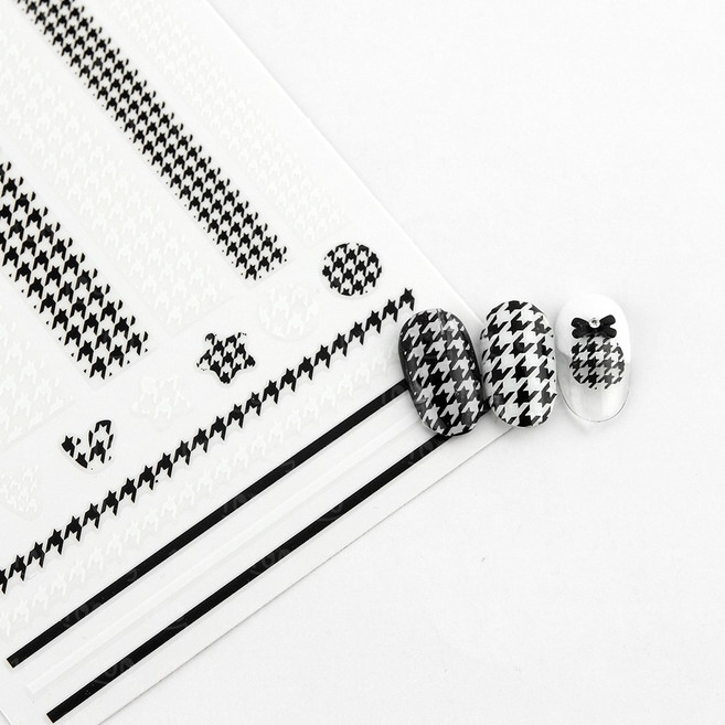 백억언니 하운드 체크 네일스티커, 1개, 화이트 (606)