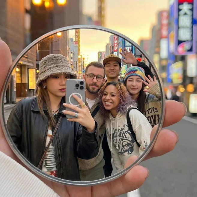 다담 여행용 셀카 촬영용 볼록거울 파우치포함, 1개, 실버