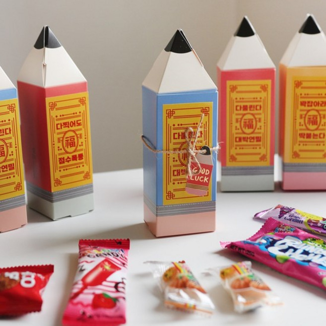 합격 연필 [수능 시험 응원 선물 간식 엿 초콜릿 사탕 부적 포장], 연필박스만(간식X), 1개