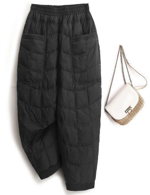 POMTOR 겨울 중년 여성 경량 패딩 바지 방풍 보온 부츠 팬츠