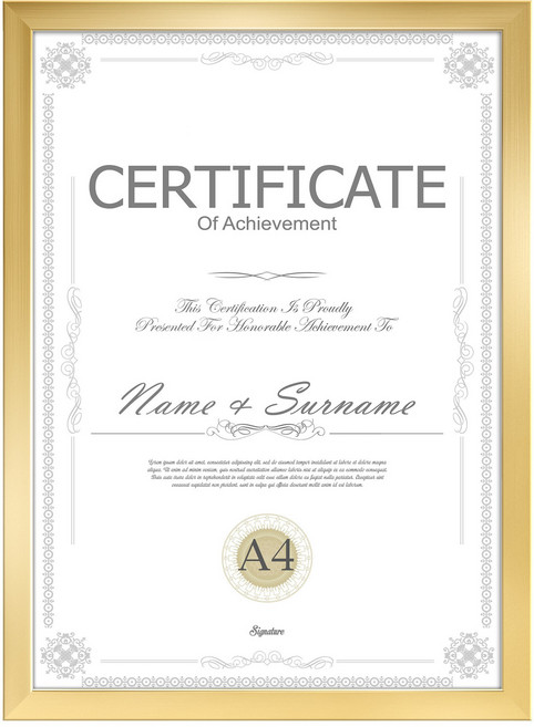 olivet 내추럴 우드 인테리어 액자 벽걸이 탁상용 겸용 무타공 사진틀 A4, 1개, 금색