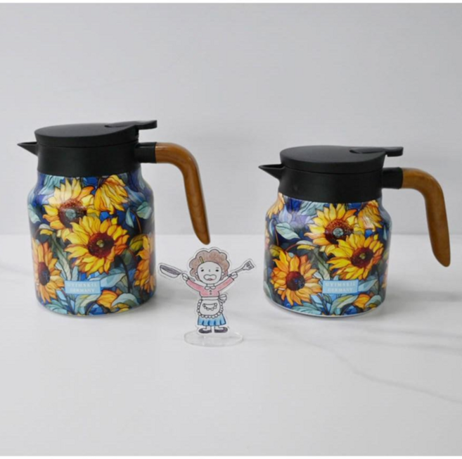 보온 보냉 물병 티주전자 316 스텐 티팟 주전자 1000ml, 1개, 해바라기
