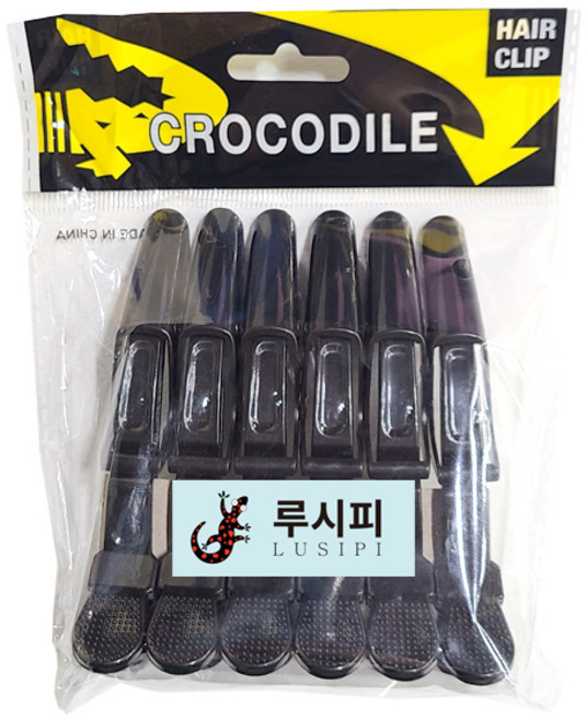 루시피 악어핀셋 6개입 쪼야클립 집게핀 헤어클립 머리핀 용가리핀셋 헤어마당, 1개