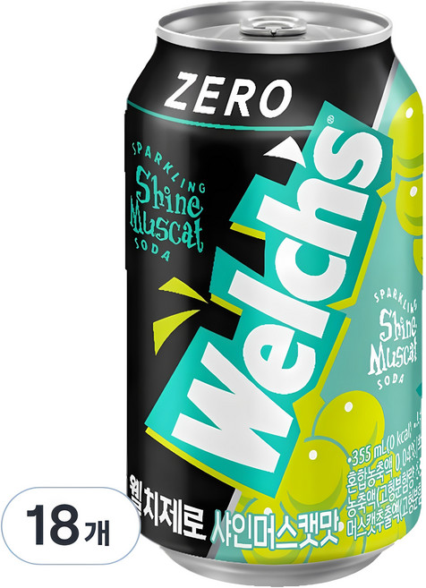 웰치스 제로 샤인머스캣맛, 355ml, 18개