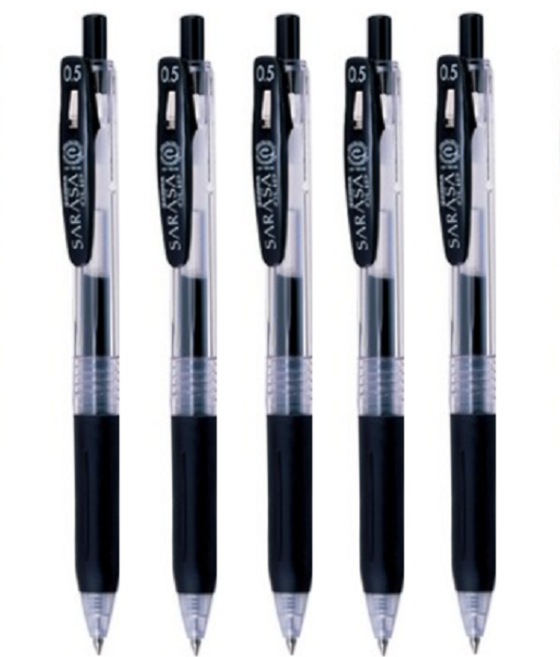 사라사 클립 볼펜 0.5mm, 블랙, 5개