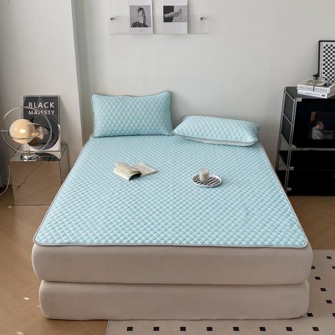 클라우드벨 프리미엄 쿨링 냉감 아이스 시원한 여름 천연 라텍스 매트 베개커버, 레이크 블루