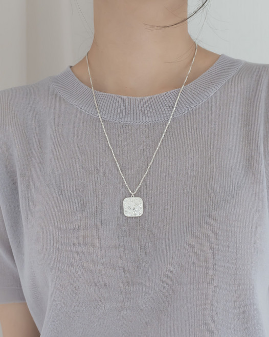 모두디자이너 실버925 러프 주화 사각 코인 1.9 차르르 체인 목걸이 17