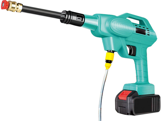 訊億 無線水槍機 DZA充電洗車機 無線清洗機 洗紗窗 洗冷氣 高壓水槍 洗車槍 可受接酸鹼溶劑, 綠色, 15cm